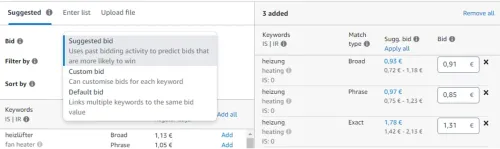 Suggested bid